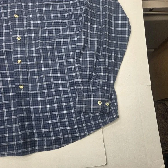 L.L. Bean Men Flannel Plaid Long Sleeve Button-Down Shirt Blue Size Medium - Picture 3 of 15